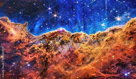 Cosmic Cliffs In The Carina Nebula Seen By Telescope In Visible Light