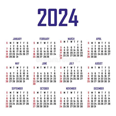 Calendar 2024 The Week Begins On Sunday Simple Calendar Template