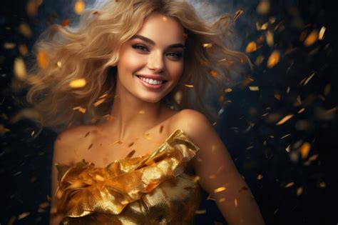 Premium Photo Dazzling Blonde A Vision In Gold Leaf Makeup