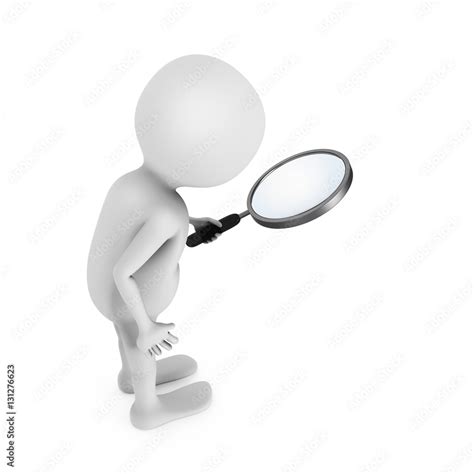 D White Man Looking Through The Magnifying Glass Stock Illustration