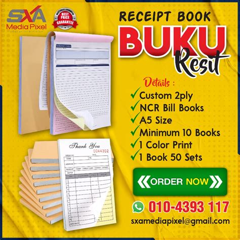 A5 Receipt Book NCR Bill Custom Resit Buku Invoice Syarikat Official