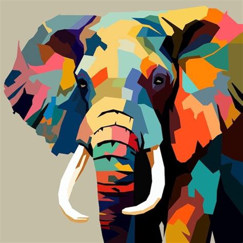 Colorful WPAP Art Elephant Vector