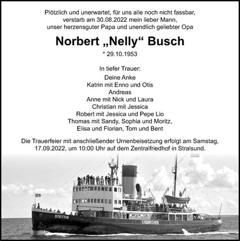 Traueranzeigen Von Norbert Busch Trauer Anzeigen De