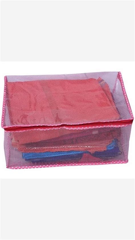 Pink Plain Pvc Wardrobe Organiser Saree Bag For Apparel Capacity