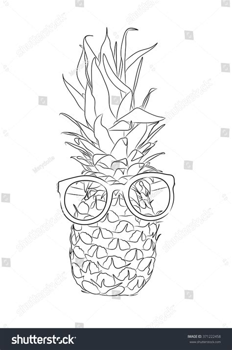 Vector Illustration Handdrawn Pineapple Wearing Sunglasses Stock Vector Royalty Free 371222458