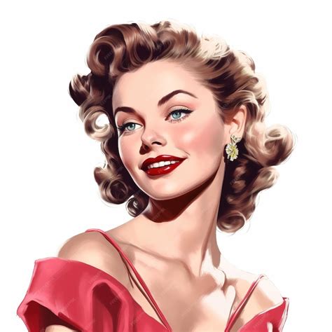 Premium Photo Style Retro Pin Up Girl Illustration