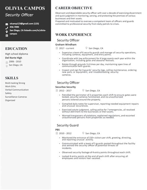 Download Free Security Officer Resume .Docx (Word) Template on ...