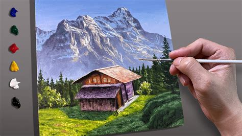 How To Paint Mountain Cabin Acrylic Painting Correa Art Youtube