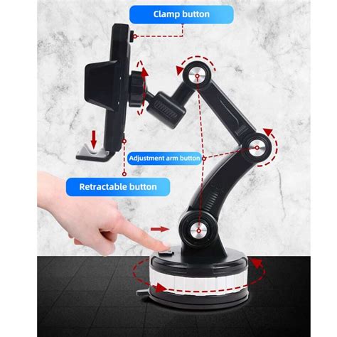 Degree Adjustable Rotating Bracket Suction Cup Phone Holder For Car