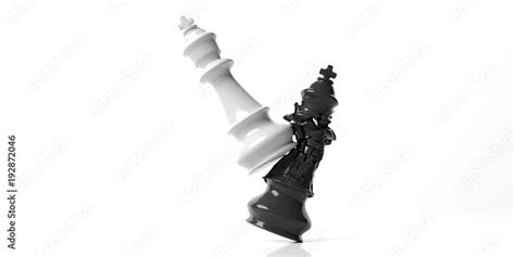 Black chess king broken by the white king, isolated on white background ...