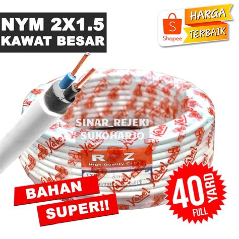 Jual Kabel NYM 2X1 5 Kabel Listrik NYM Super 1 ROLL 40 YARD Kawat 2X1 5