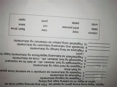 Panuto Ibigay Kung Anong Gamit Ng Bawat Isa Piliin Ang Tamang Sagot