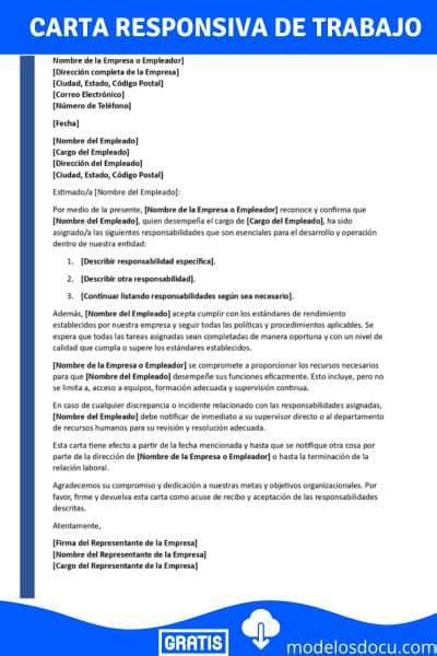 Carta Responsiva De Trabajo Ejemplos Y C Mo Elaborar