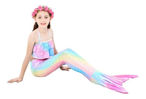 Conjunto De Bikini De Cola De Sirena Para Niños Traje De Ba Cuotas