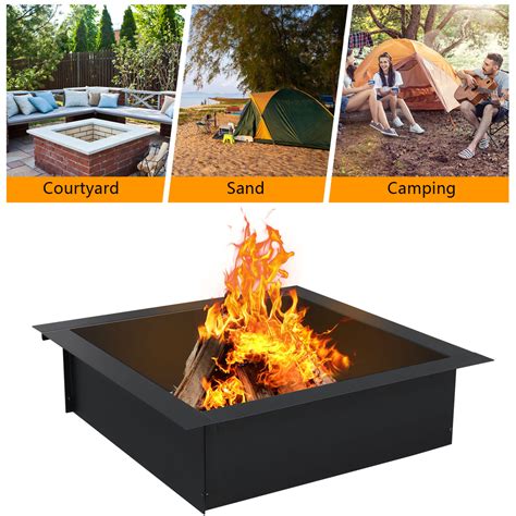 36" x 36" Square Fire Pit,2 mm Thickness Fire Pit Liner,Fire Pit Insert for Outdoor,Patio ...