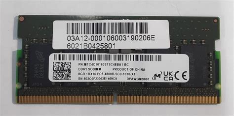 Micron Sodimm Gb Ddr Mhz Mtc C S Sc Ba