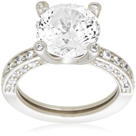 Platinum Overlay Sterling Silver Facets Collection Solitaire