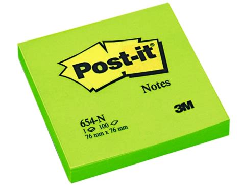 Bloc De Notas Adhesivas Quita Y Pon Post It 76x76 Mm Verde Neon