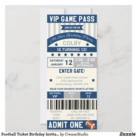 First Football, Football Ticket, Ticket Invitation, Birthday ...