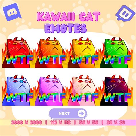 Kawaii Cat Twitch Emote And Sub Badge Streamer Set Rainbow Etsy