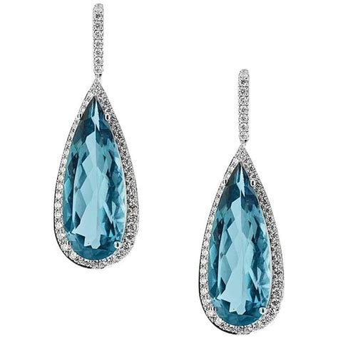 Blue Topaz And Diamond Pear Shape Earring For Sale At 1stdibs Blue Topaz Pear Shaped Earrings