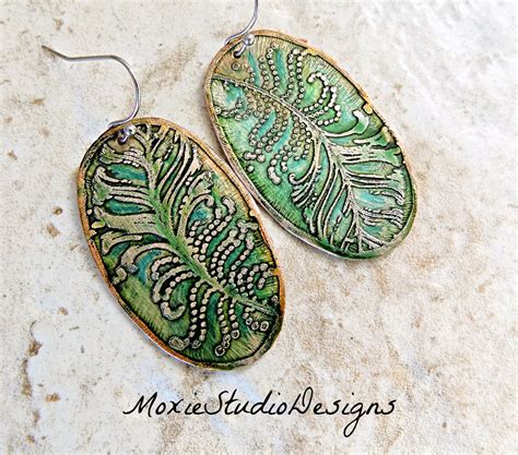 Rustic Copper Leaf Earrings Boho Copper Earrings Copper Etsy