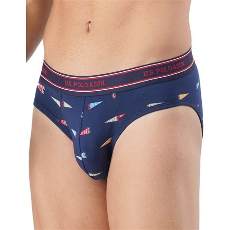 Buy Us Polo Assn Men Navy Blue Flags I615 Natural Cotton Briefs Online