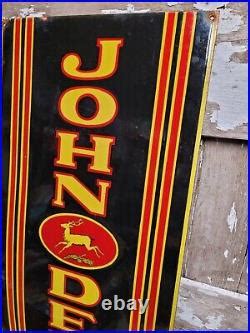 VINTAGE JOHN DEERE PORCELAIN SIGN 1962 LARGE 4ft DEALER FARM EQUIPMENT ...