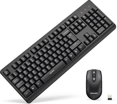 TECKNET Wireless Keyboard And Mouse Set 2 4G Full Size Ergonomic