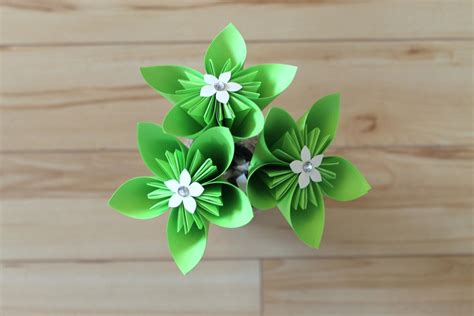 Simple Spring Green Bouquet Origami Flowers Bridesmaid Etsy