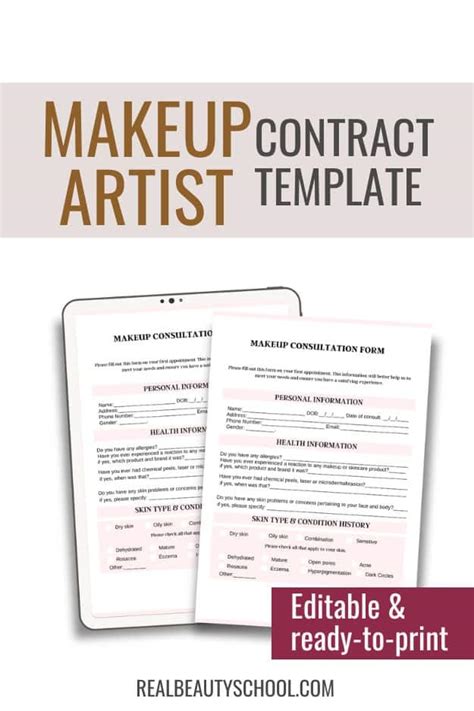 Makeup Artist Contract Templates Saubhaya Makeup