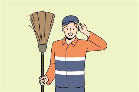 Premium Vector Smiling Janitor In Uniform Saluting