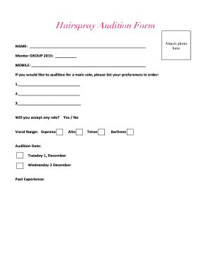 Fillable Online Learn Stleonards Vic Edu Hairspray Audition Form St