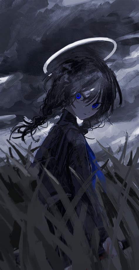 Safebooru 1girl Bangs Black Hair Black Shirt Blue Bow Blue Bowtie