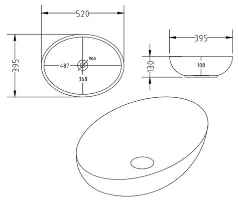 Arezzo Gloss White Curved Oval Counter Top Basin 0th 520 X 395mm