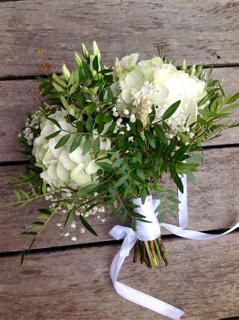 Bouquet Hortensia Blanc Et Blé Gypsophile Fleursprivees Bouquet