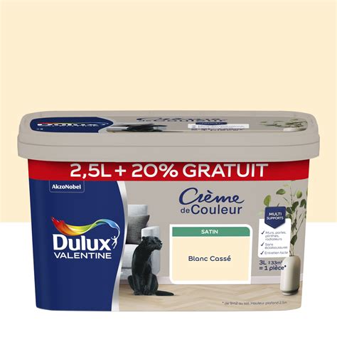 Peinture Mur Blanc Cass Satin Dulux Valentine Cr Me De Couleur L