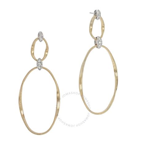 Marco Bicego Marrakech Onde Collection 18k Yellow Gold And Diamond Flat Link Double Drop