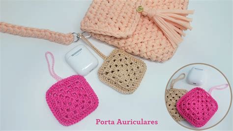 Estuche Para Auriculares A Crochet Granny Square Porta Airpods