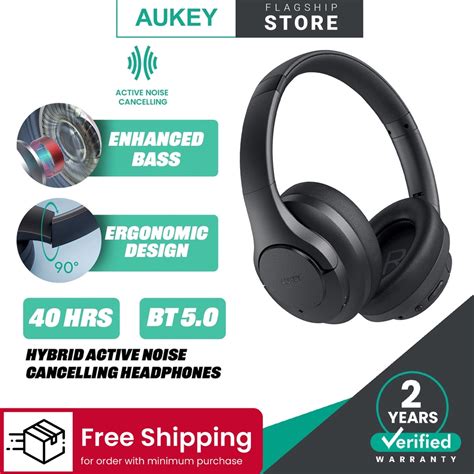 AUKEY EP N12 Hybrid Active Noise Cancelling Headphones Shopee Malaysia