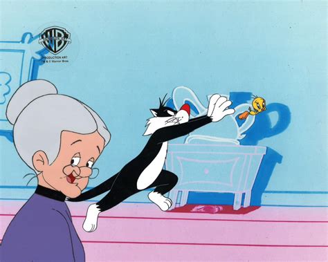 Looney Tunes Original Production Cel Granny Sylvester And Tweety