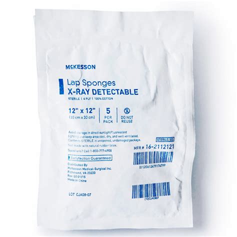 Laparotomy Sponge Surgical X Ray Detectable Cotton Sterile 5 Pack