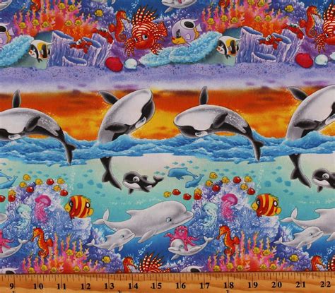 Cotton Dolphins Whales Starfishes Fishes Coral Ocean Landscape Sea