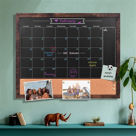 TORASO Magnetic Chalkboard Calendar Corkboard 18 X 22 Combination