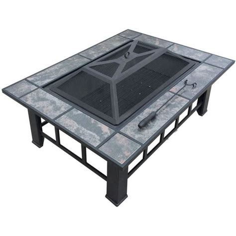 Jfjl Table De Foyer Ext Rieur Avec Tag Re De Barbecue Chauffage De