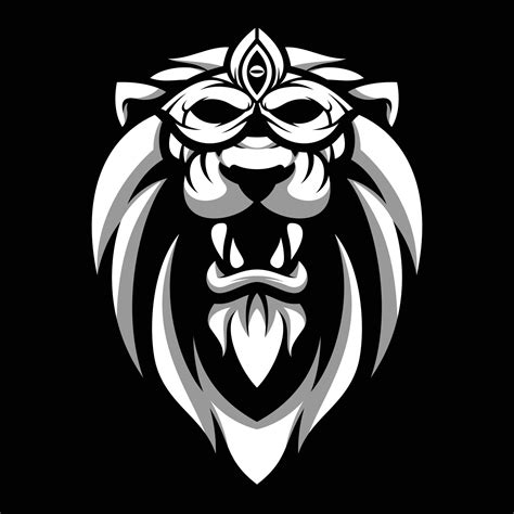 Lion Mask Black And White Mascot Design 22077664 Vector Art At Vecteezy