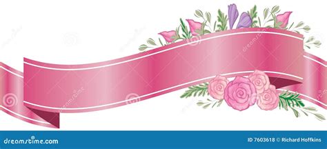 Flower Ribbon Banner Stock Illustration Illustration Of Closeup 7603618