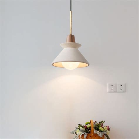 White Cement Tapered Hanging Light Nordic Minimalist Style 1 Light