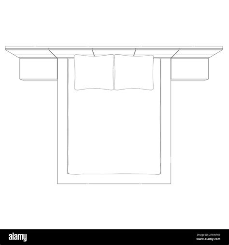 Contour Line Drawing Of Double Bed Modern Comfortable Luxury Furnitures For Bedroom Outline Of