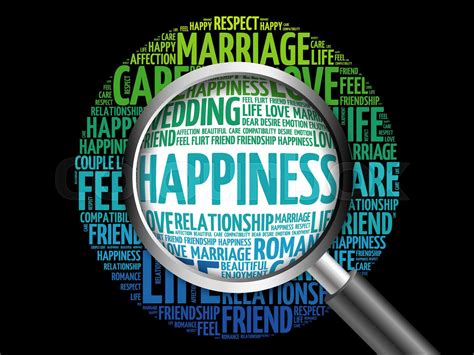 Happiness word cloud with magnifying glass | Stock image | Colourbox